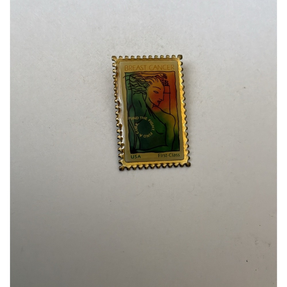USPS Breast Cancer Research Postage Stamp Lapel Pin 2001 Vtg Brooch Pinback